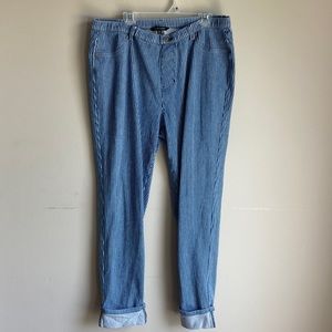 John Mark blue white pin stripe leggings size 12
